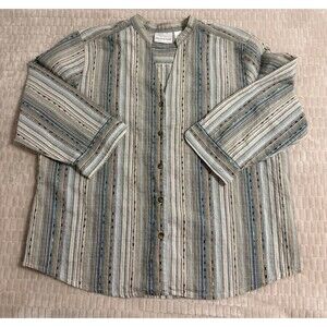 Alfred Dunner Striped Button-Front Blouse – Size 18